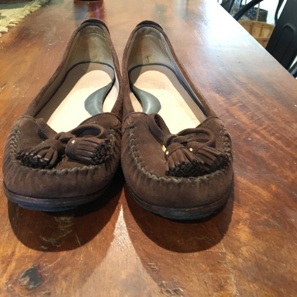 Cole Haan Brown Suede Loafers Tassels Classic Academia Fall Preppy Old Money - Picture 4 of 10